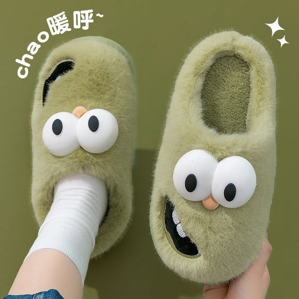 Cozy Cartoon Dog Slippers - Warm Plush Indoor House Shoes